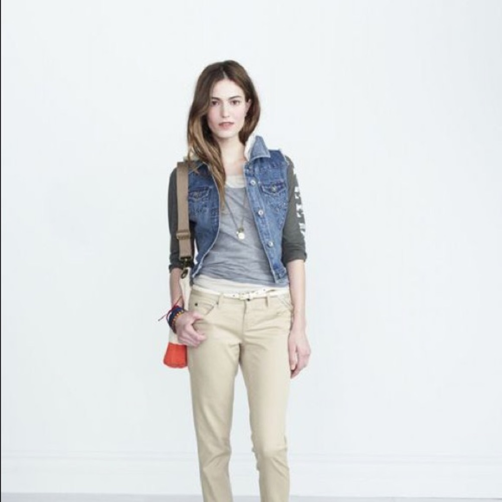 Denim vest with hood